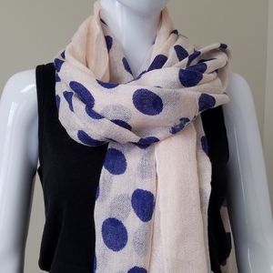 Blue and Soft Pink Polka Dots Scarf